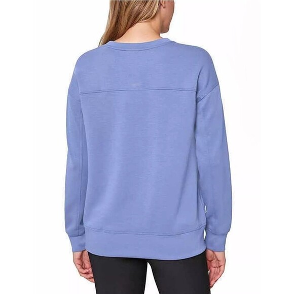 Mondetta Women's M Drop Shoulders Scuba Crewneck Relaxed Sweatshirt Stretch Blue - Picture 5 of 11